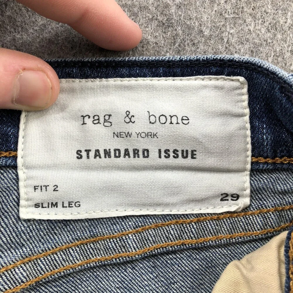 Rag & Bone Jeans Mens 29x31 Blue Standard Issue Fit 2 Slim Straight Denim - Picture 4 of 10